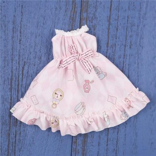 DBS for blyth icy doll Cute style pink sleeveless skirt for 1/6 30cm doll JOINT body