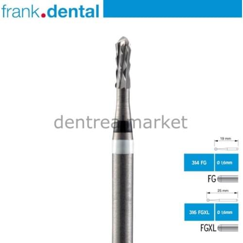 Frank Dental FD8XL Carbide Crown & Metal Cutting Burs - 10 Pcs