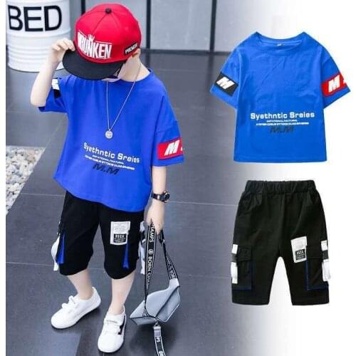 New Vintage Spring Summer Kids Clothes Suit Baby Boys T-Shirt+ Shorts 2pcs/Set Kids Teenage Top Sport Childrens Day Gift Formal