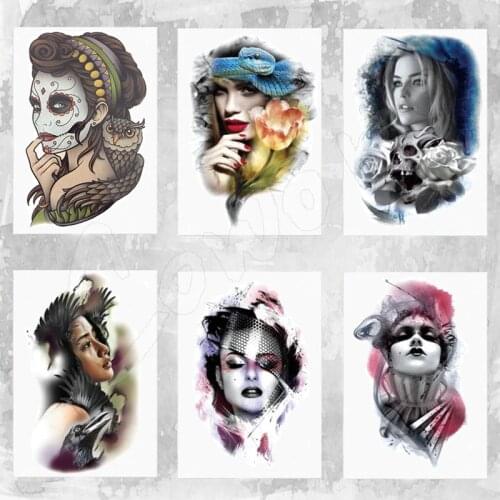 Hot Sale 21 X 15 CM Mask Girl Temporary Tattoo Stickers Temporary Body Art Waterproof#169