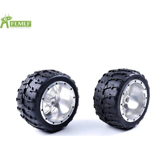 Alloy CNC Wheel Hub Tyre Assembly Set Fit for 1/5 HPI FG Monster Hummer Truck ROFUN ROVAN Big Monster Toys Games Parts