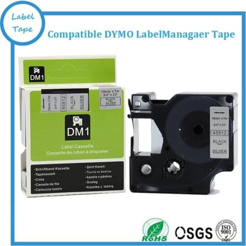 Dymo D1 tape 45812 19mm*7m black on silver for labelmanager printers