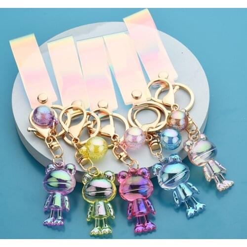 Cute Trinket Transparent Acrylic Frog Keychain Women Hanging Ornament Charm Accessories Animal Keyring Fashion Novelty Souvenir