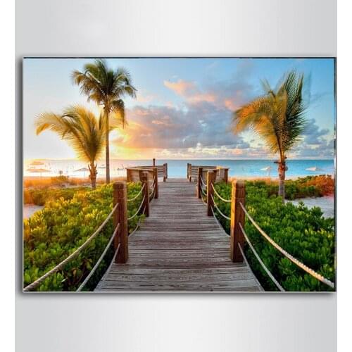 5D Diamond Painting Kits Seaside Square/Round Diamond Embroidery Landscape Mosaic Picture Coconut Tree Art Home Decoration