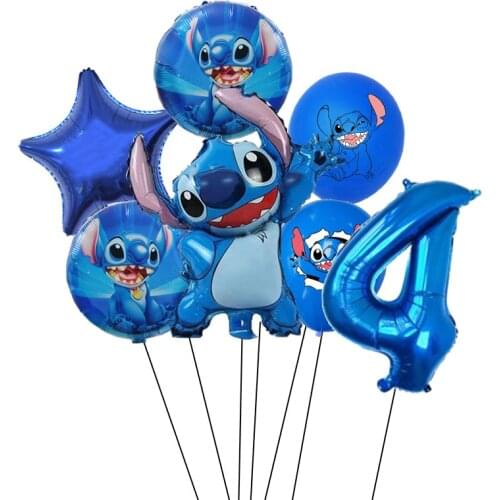 7pcs Lilo & Stitch Happy Birthday Party Decoration Balloon Set Baby Shower Birthday Balloon Foil Balloon Set Kids Toy Air Globos