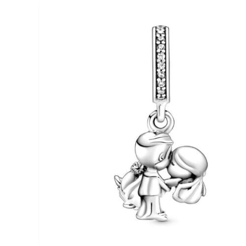 2020 New Arrival S925 Sterling Silver Beads Married Couple Dangle Charms fit Original 3mm Bracelets Women DIY Jewelry 1554