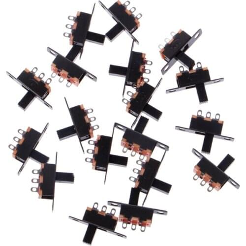 OOTDTY 20 Pcs DC 50V 0.5A 3 Solder Lug Pin 2 Position SPDT 1P2T Mini Panel Slide Switch