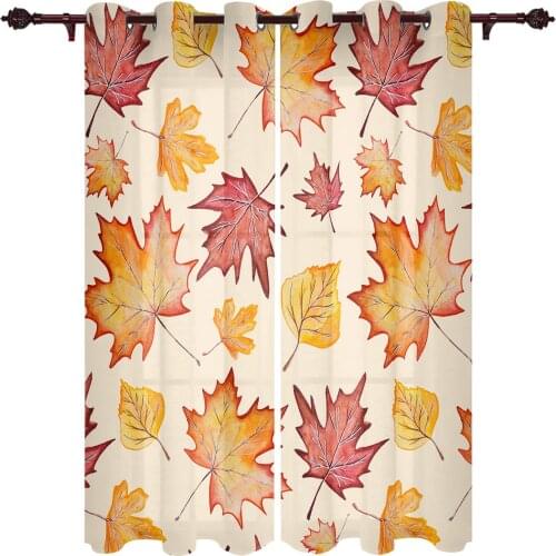 Autumn Maple Leaves Window Curtains Kitchen Bedroom Drapes Home Decor Luxury Living Room Backdrop Curtain