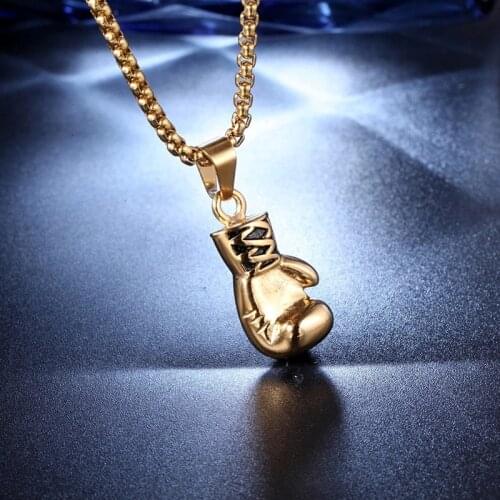 Necklace For Men Punk Jewelry With 50CM Thick Chain Hip Hop Boxing Glove Gold Pendant
