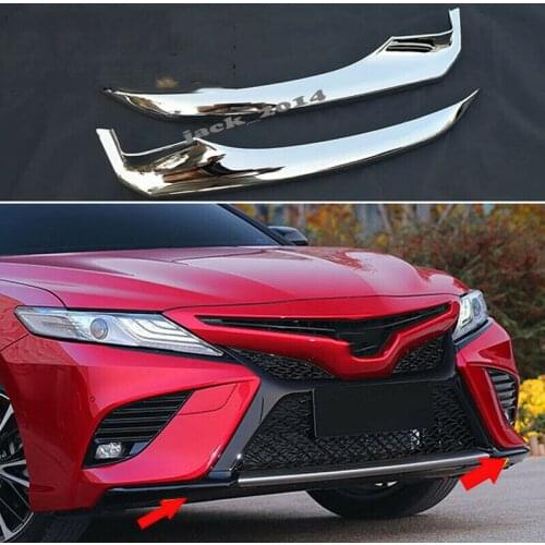 ABS Chrome Front Bumper & corner Lip Cover Trim 2pcs Fit for Toyota Camry 2018