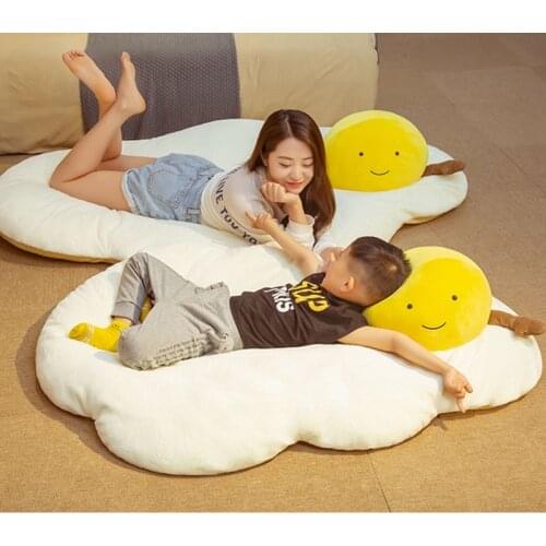 28/90cm Cartoon Fried Egg Plush Toys & Cushion Stuffed Baby Doll Soft Poached Egg Sleep Nap Pillow for Kids Girls Birthday Gift