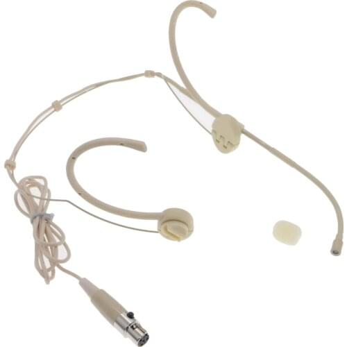 Portable Collapsible Frame Headset Microphone Mini XLR 3Pin Plug For AKG Samson Gemini Wilress MiCWL OM12-TA3F Beige