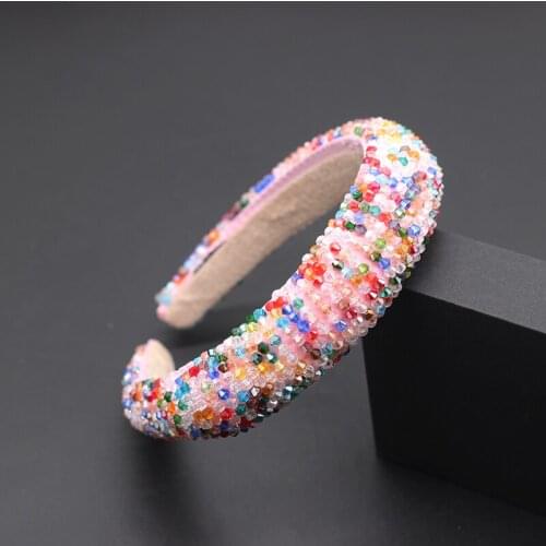 Color crystal sponge hair band New Fashion Sponge Color Crystal Tassel Headband Luxury Ball Lady Hair Accessories Headdress 730