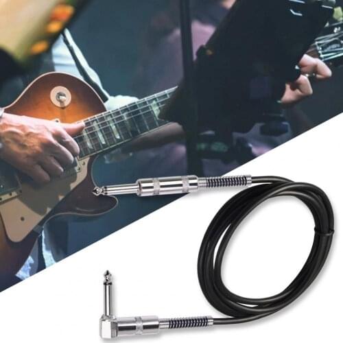 Bluelans Audio Cable Professional 6.35mm Plug Straight to Right Angle Instrument Cord for Electric Guitar