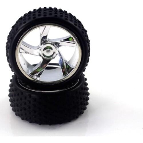 HIMOTO 1:18 Tire and Chrome Rim for Buggy and Short Course Truck 28659V (23626V+28658) 2P