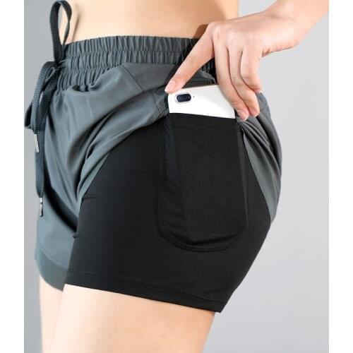 Yoga Shorts Women 2 In 1 Sports Jogging Fitness Shorts Training Marathon Quick Dry Womens Gym Shorts Running Shorts Yoga Short