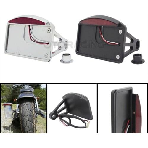 Motorcycle License Plate LED Tail Light Horizontal Side Mount Bracket Holder For Harley Honda Bobber Chopper Custom Touring