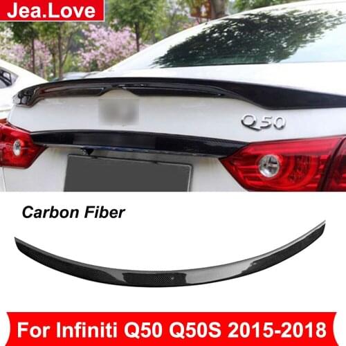 NA Type Real Carbon Fiber Rear Spoiler Back Tail Trunk Wing Roof Spoiler Car Exterior Decoration For Infiniti Q50 Q50S 2015-2018