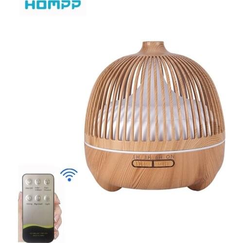 Wood Grain Essential Oil Diffuser with 7 Color Changing Lights 550ML Large Capacity Bluetooth Humidifier Hollow out Office Sleep