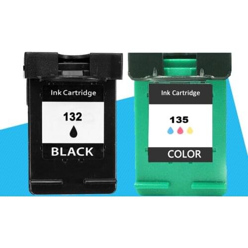 UP 2PK ink cartridge replacement for HP 132 135 for HP C9362HE Black # 132 and for HP C8766HE Color # 135 Cartridge