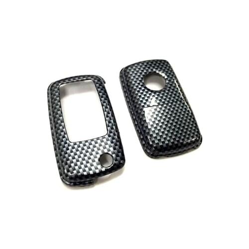 Hard Plastic Keyless Remote Key Fob Flip Key Protection Case Cover (Gloss Carbon Fiber Printing) For VW Volkswagen MK4 / MK5