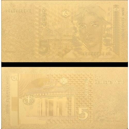 VNFURU Deutsche Mark Gold Banknotes 24K Gold Banknote Creative 5 Currency Bill Note Art Low Price Gold Foil Banknote For Souveni