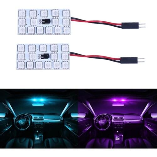 2X T10 5050 15SMD Remote Control RGB Car Leds Panel Interior Auto Light Reading Dome Festoon BA9S Adapter 12V car products