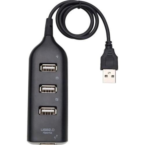 4-Ports USB Hub 1-Meter Portable USB 2.0/1.1 Splitter Supports Charging 480Mbps High Speed Data Transfer Rate for PC Computer