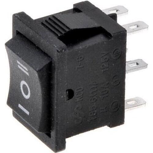 5PCS KCD2 203 6P black three position toggle switch 6A/250VAC 10A/125VAC (on / off / on) rocker switch 1011