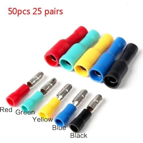 50PCS Bullet Insulated Terminal MPD/FRD 1.25-156 Butt Terminal Male and Female Quick Connection Terminal Cold Press Connector