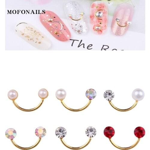 50pc/lot Nail Alloy Charm Gold AB Color Red Approx.6x10mm Nail Charm Metal Stud Pearl Jewelry Nail Tips Glitter Charm Accessory