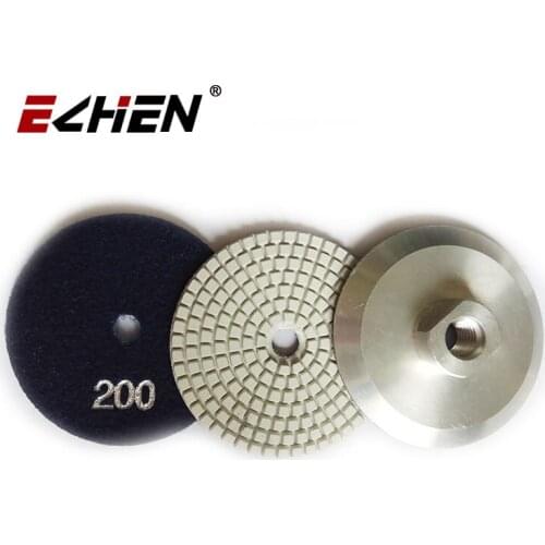 Diamond Polishing Pads 4" inch Wet/Dry Set of 7 Plus 1 Aluminum Backer Pad Base for Polisher And Grinder Polish Stone Concrete