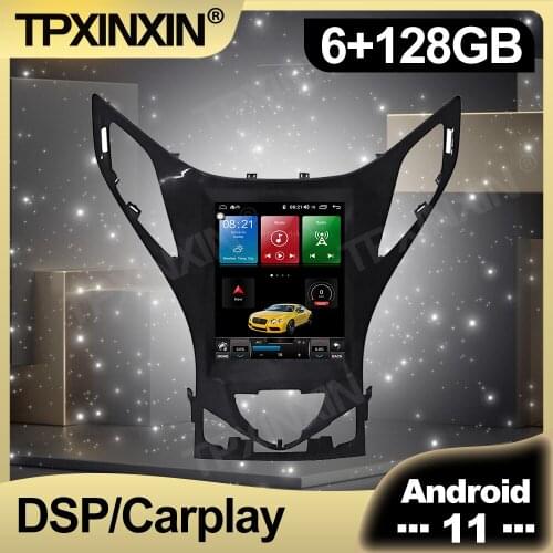 128GB Android 11 Tesla Style IPS Screen Car Radio For Hyundai Azera 2011-2012 Multimedia Auto Player Navigation Stereo GPS 2 din