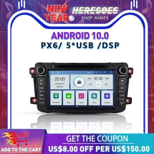 DSP PX6 IPS Android 10 4GB + 64GB Car DVD Player GPS Map Wifi RDS Radio Carplay Bluetooth For Mazda CX9 2009 2010 2011 2012-2015