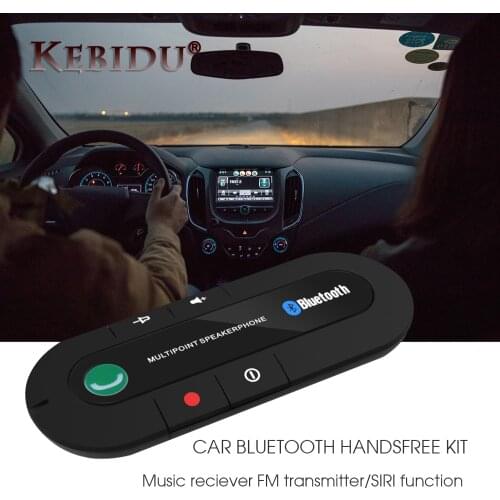 Kebidu Wireless Bluetooth Handsfree Car Kit Bluetooth 4.1 Speaker Receiver Phone MP3 Music Player Sun Visor Clip Speakerphone