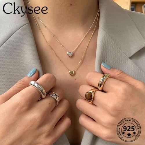 Ckysee S925 Sterling Silver Necklace Love Letters Pendant Chain Necklace Fashion Women Simple Fine Charms Silver 925 Jewelry