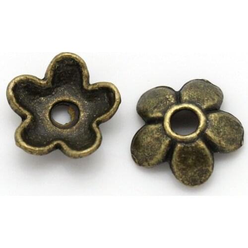 DoreenBeads Bead Caps 5 Petals Flower Antique Bronze (Fits 8-14mm Beads) 7x6mm,300PCs (B24749)