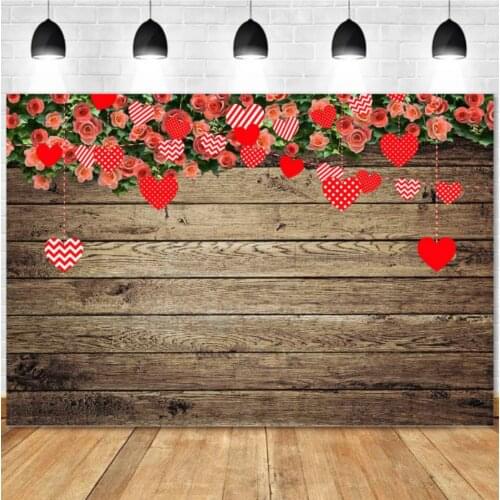 Valentine Day Photography Backdrop Wood Love Hearts Newborns Baby Children Family Party Photo Background Studio Photocall W4841