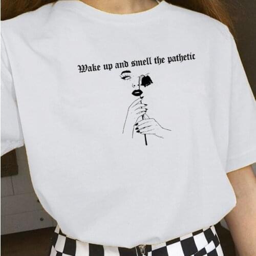Wake Up And Smell The Pathetic T-Shirt Womens Cute Aesthetic Grunge Style Tee Fashion Gothic Clothing young Hipster girl tops