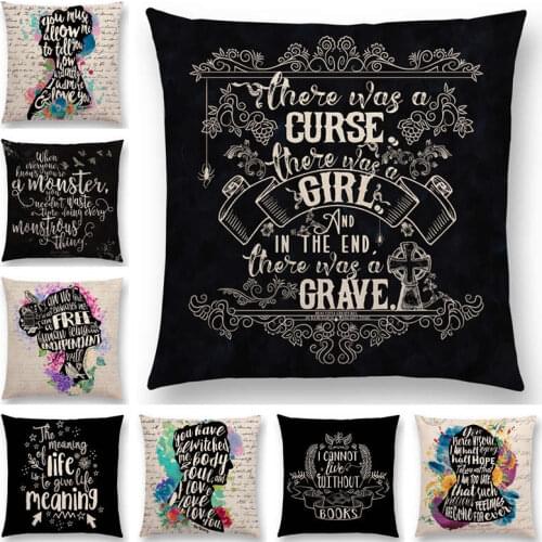 Hot Sale Thoughts Beautiful Language Gorgeous Words Decorative Letters Story Cushion Cover Sofa Throw Pillow Case Reading Book