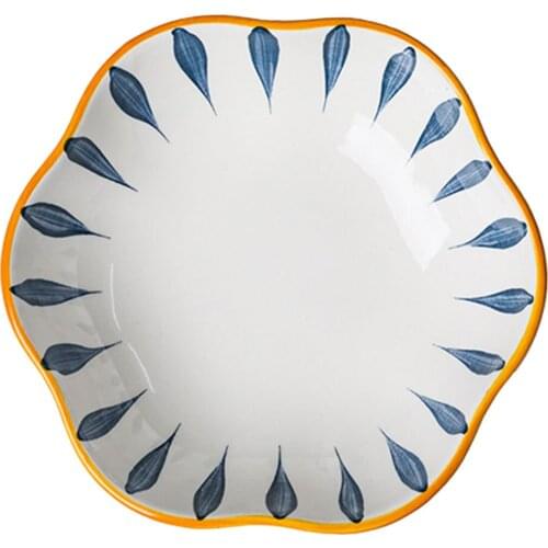 Japanese-Style Ceramic Bowl Rice Dish Vegetable Bowl Salad Dish Plate Salad Bowl Baking Fruit Breakfast Plate Assorted Color