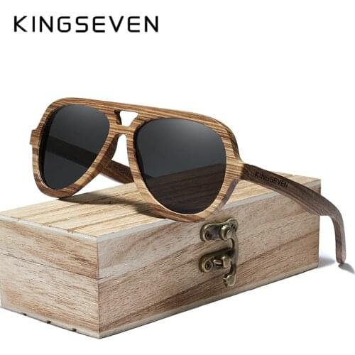 KINGSEVEN New Natural Wood Sunglassess Full Frame 100% Handmade Polarized Mirror Coating Lenses Eyewear Accessories