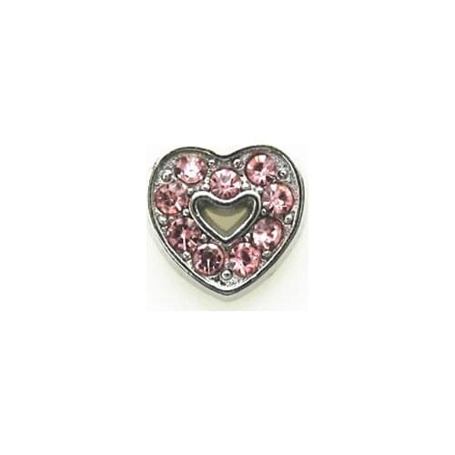 Hot selling 20pcs/lot Pink Crystal Heart Floating Charms Living Glass Memory Floating Lockets Charm DIY Jewelry Charms