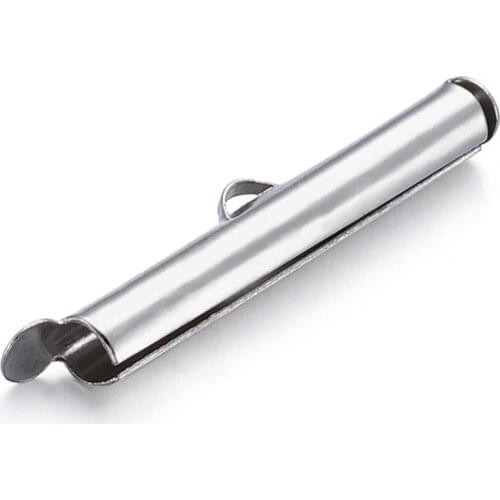 10/13/16/20/25/30MM 50pcs Iron Slide On End Clasp Tubes For Jewelry Making DIY Accessories Findings Metal Slider End Caps