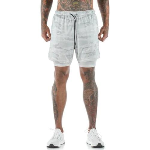 Mens Running Shorts Sports Leisure Outdoor Loose Multi-Pocket Double-Layer Fitness Pants