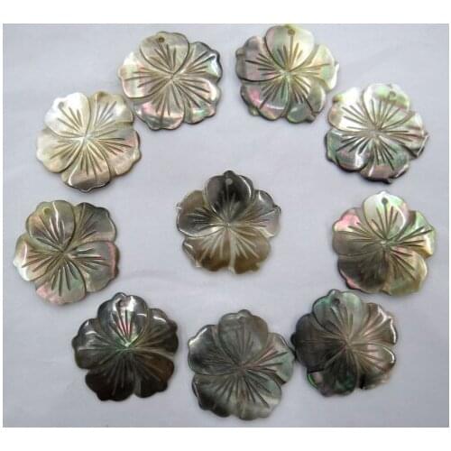 Natural Quartz crystal Abalone Shell carved petal Charms pendant for diy Jewelry making necklace Accessories 6PCS A14