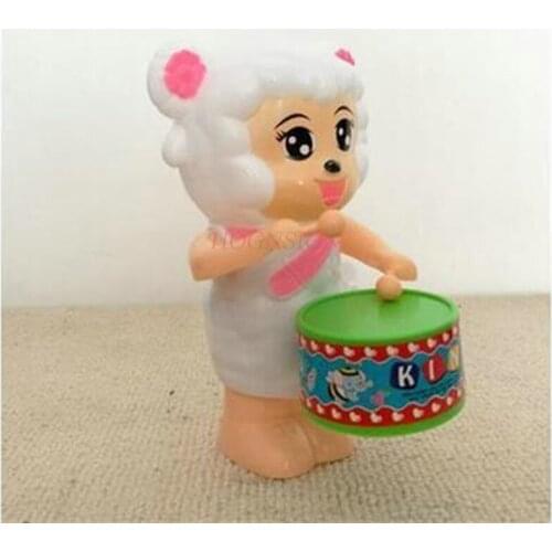 Plastic animal goats toy Pull Back Pleasant Goat Beauty Clockwork Drums Chain Wind-up Toys Spring Plastic Animal Goats
