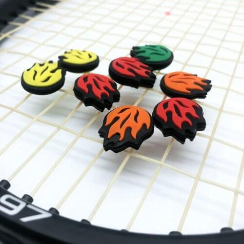 Powerti 10pc Racket Flame Shock Absorber Tennis Rackets Cartoon Tennis Vibration Dampeners Accessories Multi-Color Silicone
