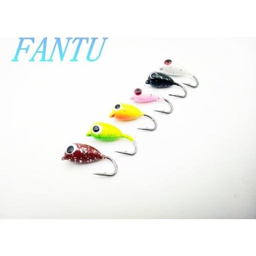 FANTU Winter Fishing Ice Jig With An Eyelet Ice Fishing Hook 6PCS/lot Lead Fish Artificial Fishing Lure 18mm/2.3g