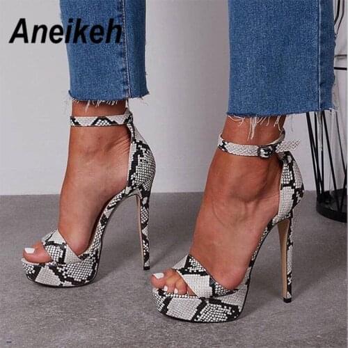 Aneikeh 2021 Serpentine Platform High Heels Sandals Summer Sexy Ankle Strap Open Toe Gladiator Party Dress Women Shoes Size 4- 9